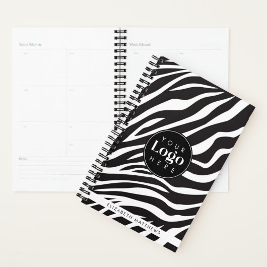 Gepersonaliseerde Chic Zebra Print Custom Company  Planner (Display)