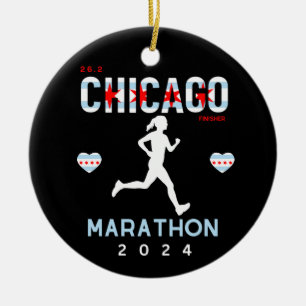 Gepersonaliseerde Chicago Marathon cadeau voor mar Keramisch Ornament