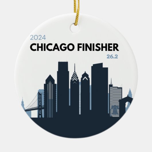 Gepersonaliseerde Chicago Marathon uniek hardloopc Keramisch Ornament (Voorkant)