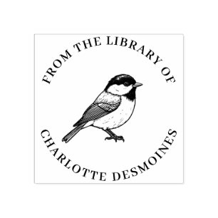 Gepersonaliseerde Chickadee Book Stamp Custom Ex L Rubberstempel