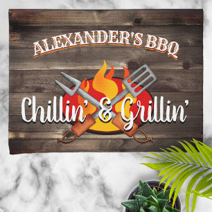Gepersonaliseerde Chillin' en Grillin' BBQ Theedoek