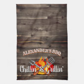 Gepersonaliseerde Chillin' en Grillin' BBQ Theedoek (Verticaal)