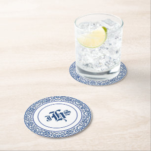 Gepersonaliseerde Chinoiserie Bird-Flower Art Ronde Kartonnen Onderzetter