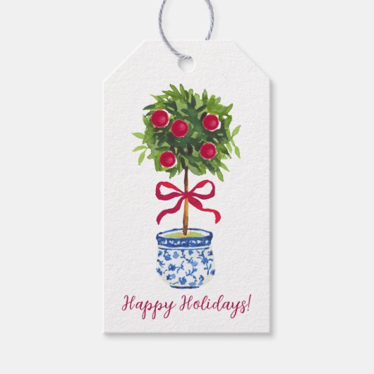 Gepersonaliseerde Chinoiserie Topiary Vakantie, Cadeaulabel (Voorkant)