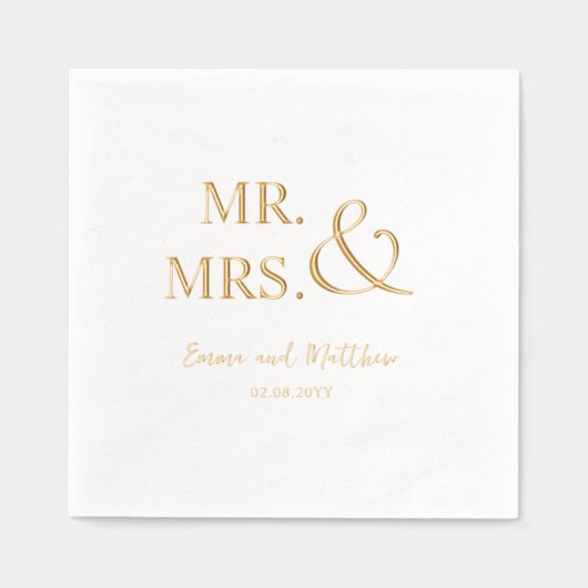 Gepersonaliseerde, chique echte Folie Mr en Mrs We Folie Servetten (Voorkant)