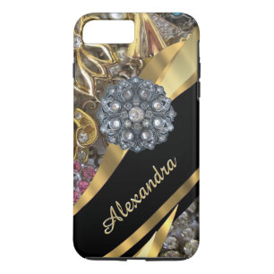 Gepersonaliseerde chique elegante gouden strass bl iPhone 8 plus / 7 plus hoesje