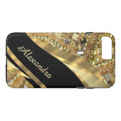 Gepersonaliseerde chique elegante zwarte en gouden Case-Mate iPhone case (Achterkant (Horizontaal))