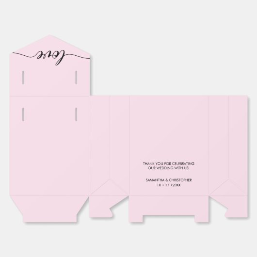 Gepersonaliseerde chique liefde ScrIpt zwart roze  Bedankdoosjes (Ongevouwen)