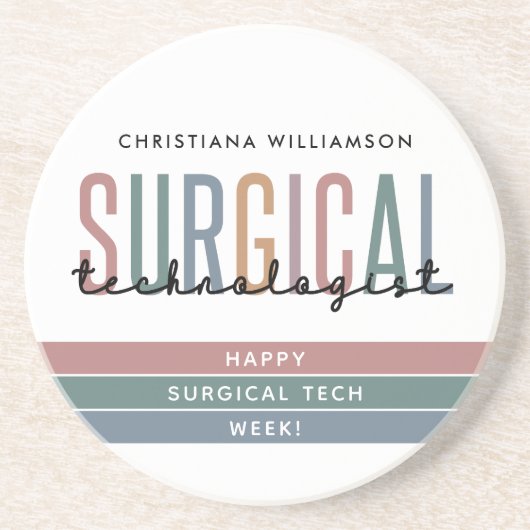 Gepersonaliseerde Chirurgische Technologist Week O Zandsteen Onderzetter (Voorkant)