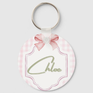 Gepersonaliseerde Chloe Baby Girl Nursery Bow & Gi Sleutelhanger