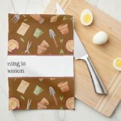 Gepersonaliseerde Chocolade Bruine Tuingereedschap Theedoek (Quarter Fold)