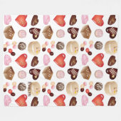 Gepersonaliseerde Chocolade Snoep Hart Patroon Fleece Deken (Voorkant (Horizontaal))
