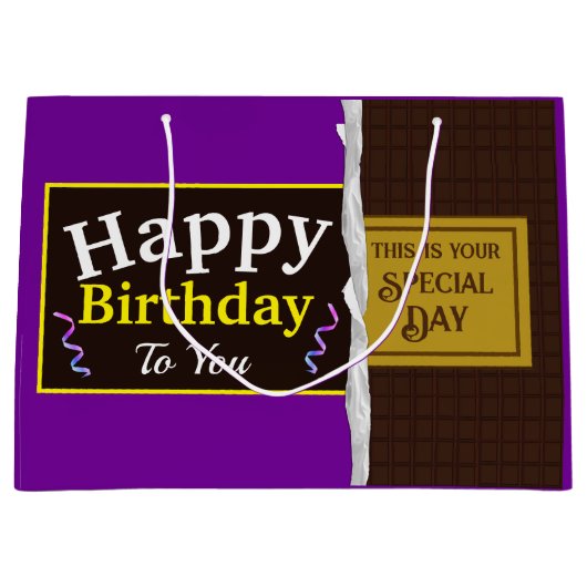 Gepersonaliseerde Chocolate Snoep Bar Verjaardag Groot Cadeauzakje (Voorkant)