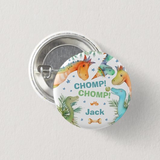 Gepersonaliseerde CHOMP! CHOMP! dinosaurusbadge Ronde Button 3,2 Cm (Voorkant /achterkant)