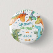 Gepersonaliseerde CHOMP! CHOMP! dinosaurusbadge Ronde Button 3,2 Cm (Voorkant)