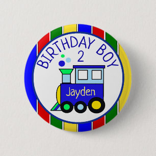 Gepersonaliseerde Choo Choo Train Birthday Boy Naa Ronde Button 5,7 Cm