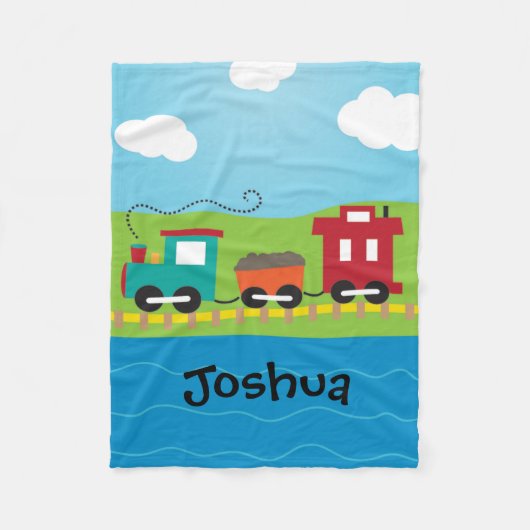 Gepersonaliseerde Choo Choo Train van de jongen Fleece Deken (Voorkant)