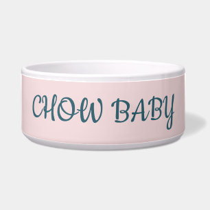Gepersonaliseerde CHOW BABY roze Pet Bowl Voerbakje