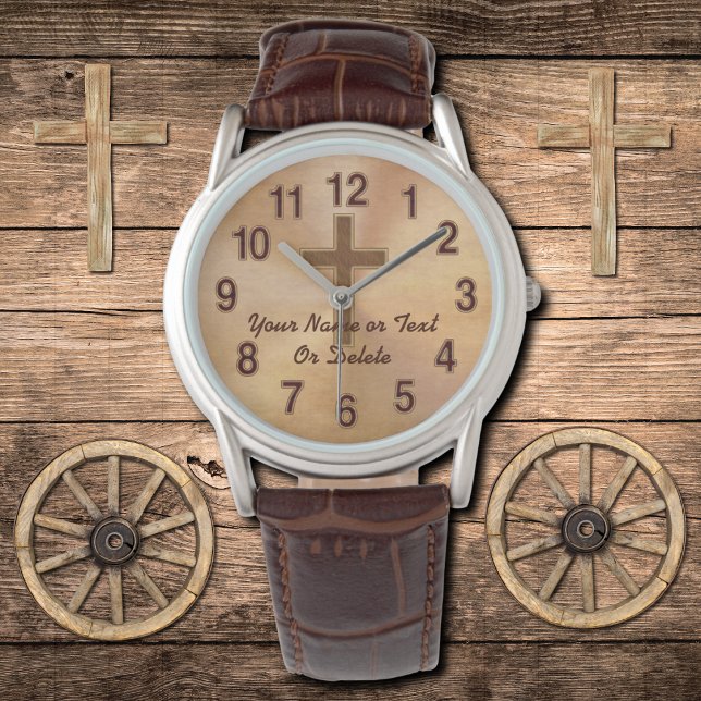 Gepersonaliseerde Christelijke Horloges voor Manne (Christian gifts for Pastors. Pastor appreciation month gifts. Christian Wrist Watches. Cross Watch.)