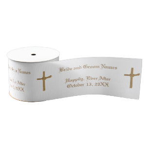 Gepersonaliseerde Christelijke Patroon Wedding Rib Grosgrain Lint