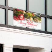 Gepersonaliseerde Christmas Banner Candy Cane Orna (Buitenkant Gebouw)