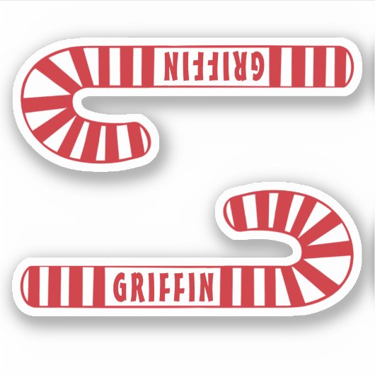 Gepersonaliseerde Christmas Candy Cane Gift Labels (Voorkant)