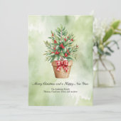 Gepersonaliseerde Christmas Kaart Tree Red Berries (Staand voorkant)