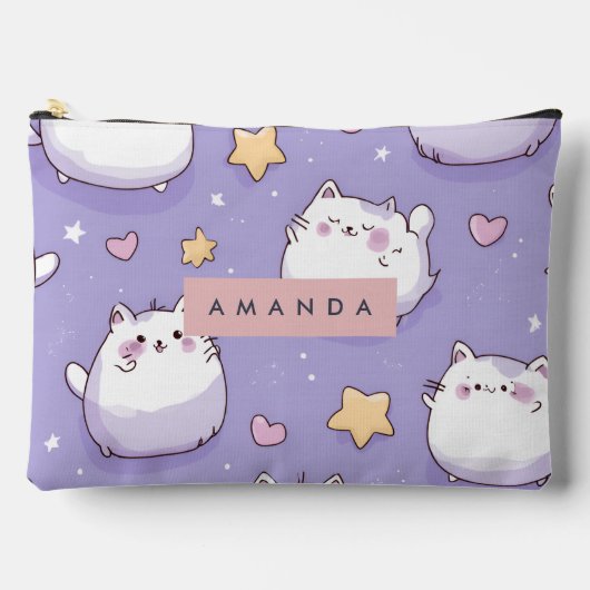 Gepersonaliseerde Chubby Cat & Pastel Star Pattern Etui (Voorkant)