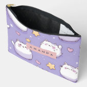 Gepersonaliseerde Chubby Cat & Pastel Star Pattern Etui (Open)