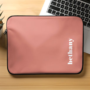 Gepersonaliseerde Chunky Typography Terracotta Laptop Sleeve