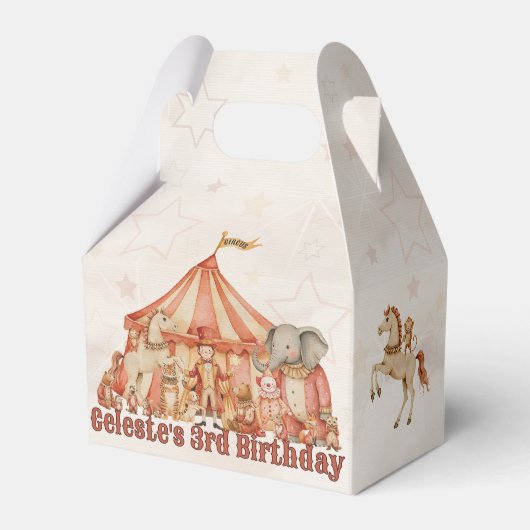 Gepersonaliseerde Circus Thema Favoriete Dozen 🎪� Bedankdoosjes (Voorkant Zijde)