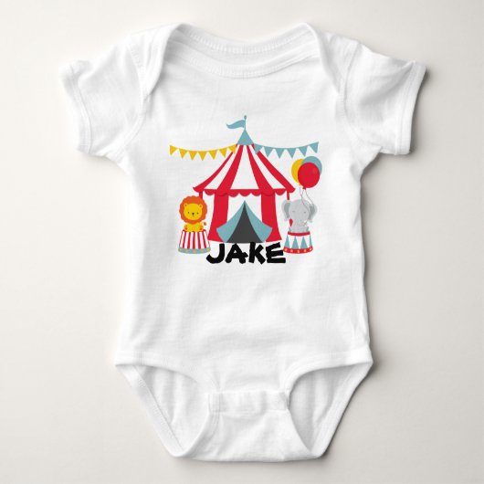 Gepersonaliseerde Circus Theme Birthday Baby Romper (Voorkant)