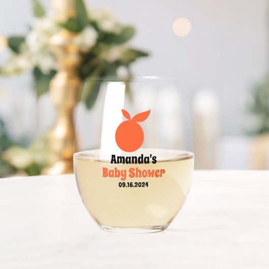 Gepersonaliseerde citrus orang Baby shower Party F Wijnglas Zonder Voet (Insitu (Huwelijk))