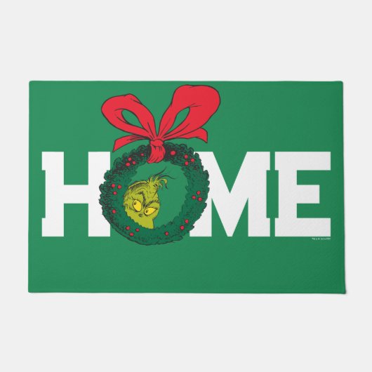 Gepersonaliseerde Classic Grinch | Kerstkrans Deurmat (Voorkant)