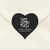 Gepersonaliseerde Clean Black Wedding Save the dat Hart Sticker