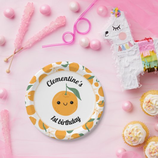 Gepersonaliseerde Clementine Tangerine Cutie Sinaa Papieren Bordje (Feest)