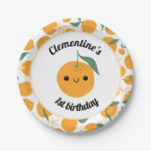 Gepersonaliseerde Clementine Tangerine Cutie Sinaa Papieren Bordje (Voorkant)