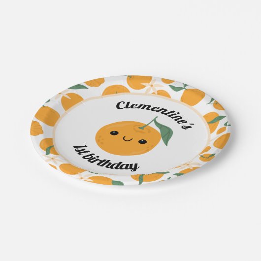 Gepersonaliseerde Clementine Tangerine Cutie Sinaa Papieren Bordje (Gekanteld)