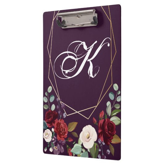 Gepersonaliseerde Clip Board Plum Paarse Rozen Gol Klembord (Links)