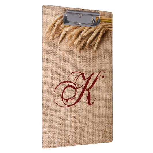 Gepersonaliseerde Clip Board Tarwe op Burlap Sack  Klembord (Rechts)