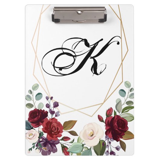 Gepersonaliseerde Clip Board White Roses Gold Geo Klembord (Voorkant)
