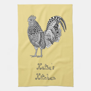 Gepersonaliseerde Cock-a-doedle Rooster Kitchen To Theedoek