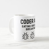 Gepersonaliseerde Coder Coffee Mok – Eten Bugs voo (Voorkant links)