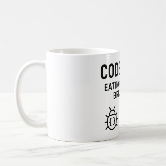 Gepersonaliseerde Coder Coffee Mok – Eten Bugs voo (Links)