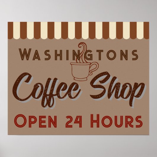 Gepersonaliseerde Coffee Shop Sign Poster (Voorkant)