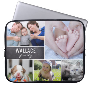 Gepersonaliseerde collage familie Kinder huisdiere Laptop Sleeve