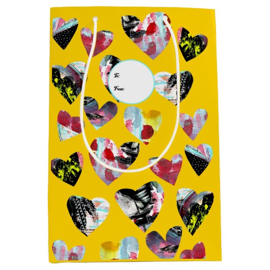 Gepersonaliseerde collage harten medium cadeauzakje (Voorkant)
