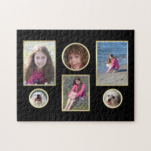 Gepersonaliseerde collage zes foto puzzel (Horizontaal)