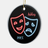Gepersonaliseerde Comedy en Tragedy Masks Neon Keramisch Ornament (Links)