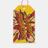 Gepersonaliseerde Comic Book Pop Art HAPPY BIRTHDA Cadeaulabel (Voorkant)